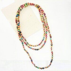 Fair Trade NWT Long Bead Necklace Bracelet Handcrafted Recycled Kantha Fabric